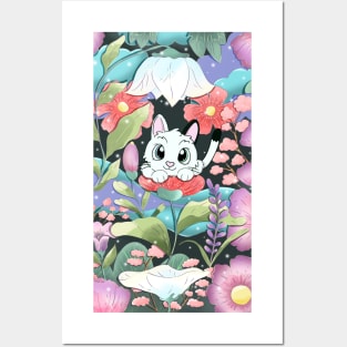 Kitten in a Fantasy Garden Posters and Art